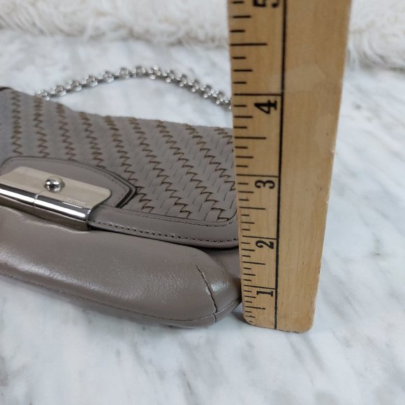 Coach Kristin Women's Weaving Elephant Gray Chain Strap LeatherMini Bag/Wristlet - Picture 8 of 10